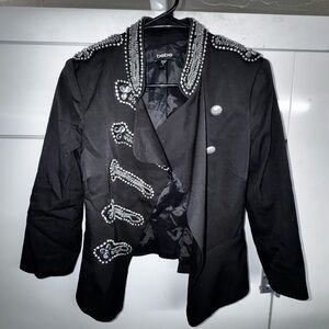 bebe Black Embellished Military Blazer